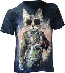 Picture of Tomcat Pilot fun T-Shirt with a cat