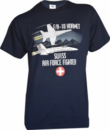 Image de F/A 18 Hornet Schweizer Luftwaffe T-Shirt Navyblau