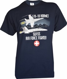 Bild von F/A 18 Hornet Schweizer Luftwaffe T-Shirt Navyblau