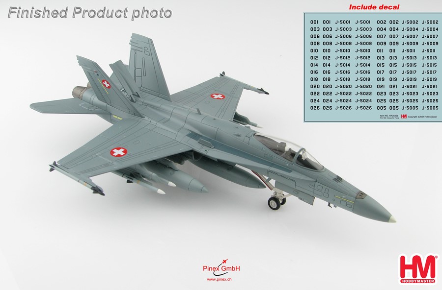 Immagine di F/A-18 Hornet Metallmodell der Swiss Air Force im Massstab 1:72. Hobby Master HA3532B.