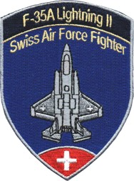 Image de F-35A Lightning II Swiss Air Force Fighter Abzeichen Patch blau