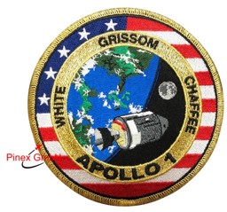 Image de Apollo 1 Commemorative Abzeichen Large NASA Abzeichen Patch White Grissom Chaffee