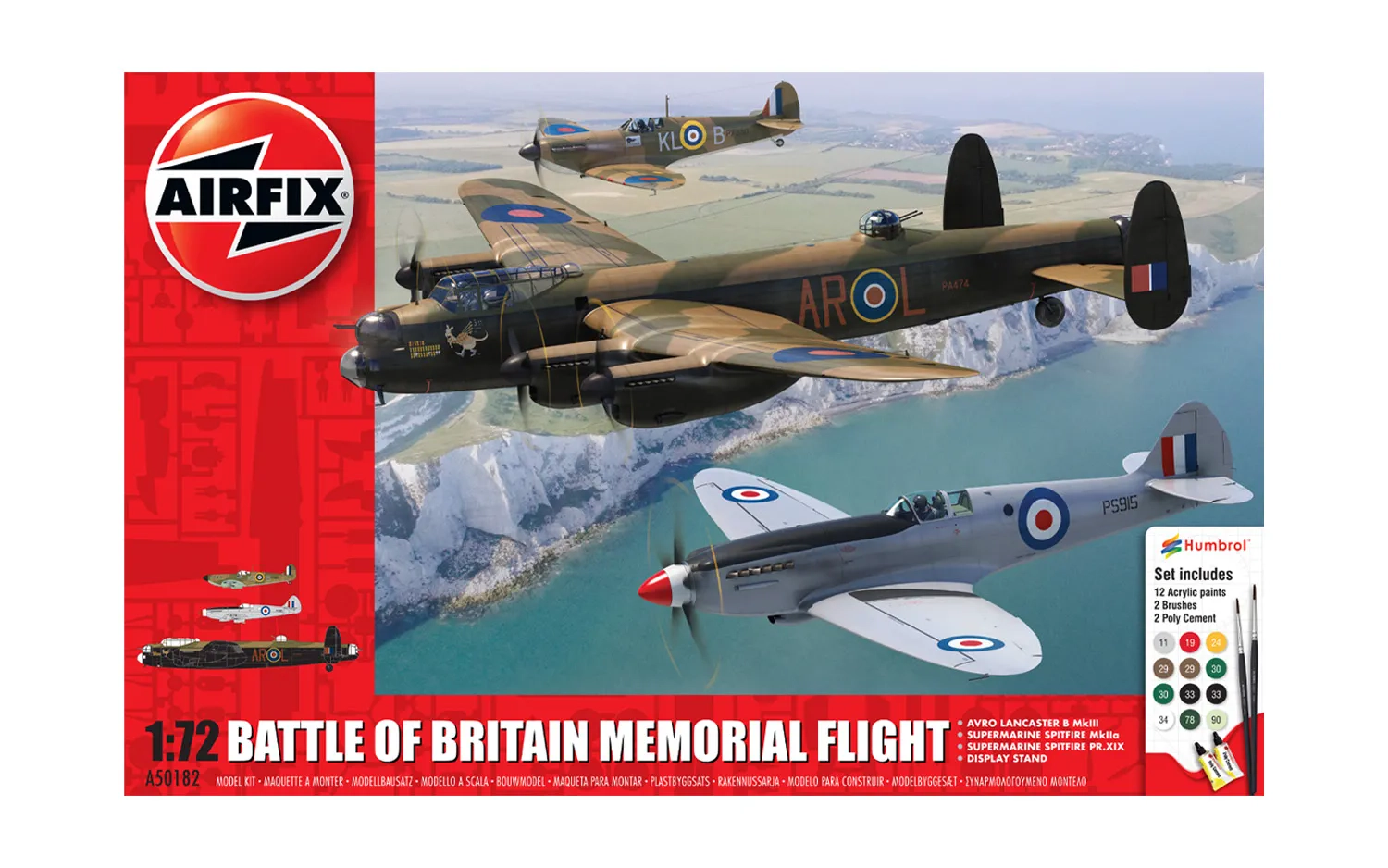 Image de Battle of Britain Memorial Flight Komplettset mit 3 Flugzeugen Plastik-Modellbausatz 1:72 Airfix