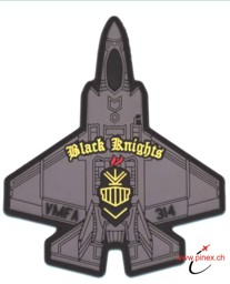 Image de VMFA-314 Black Knights offilielles Schulterabzeichen 3D F-35 Lightning II PVC Rubber Patch 