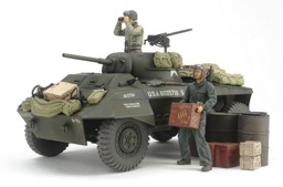 Immagine di Tamiya M8 light armoured car Greyhound Panzerjäger Modellbau Set 1:35 US Army WWII