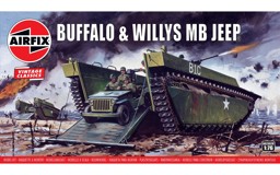 Immagine di Buffalo Amphibischer Panzer & Willys Jeep Plastikmodellbausatz 1:76 Airfix Vintage Classic WWII