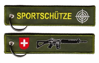 Picture of Sportschütze gestickter Schlüsselanhänger. Grösse 138x30mm