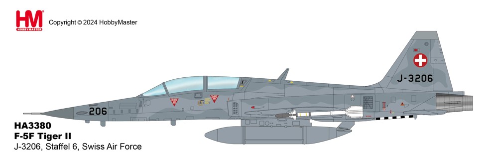 Picture of Tiger F-5F Doppelsitzer J-3206. Anlässlich des 100-jährigen Jubiläums der Staffel 6 produzieren wir eine neue Serie dieser Modelle. Hobbymaster Metallmodell 1:72 HA3380. LIEFERBAR MAI 2025.