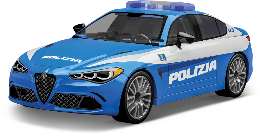 Bild von Alfa Romeo Giulia Quadrifoglio Polizia 100 Massstab 1:35 COBI 24606 VORBESTELLUNG Lieferung Anfang KW 51