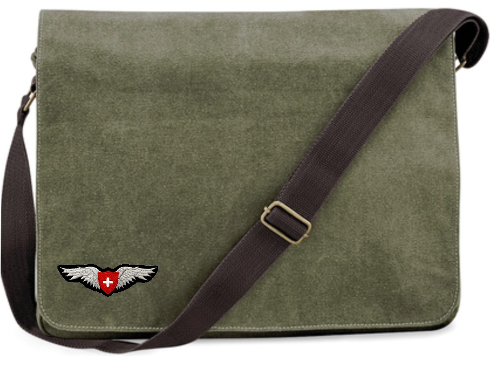 Bild von Canvas Vintage Military style Tasche mit dem gestickten Swiss Wing