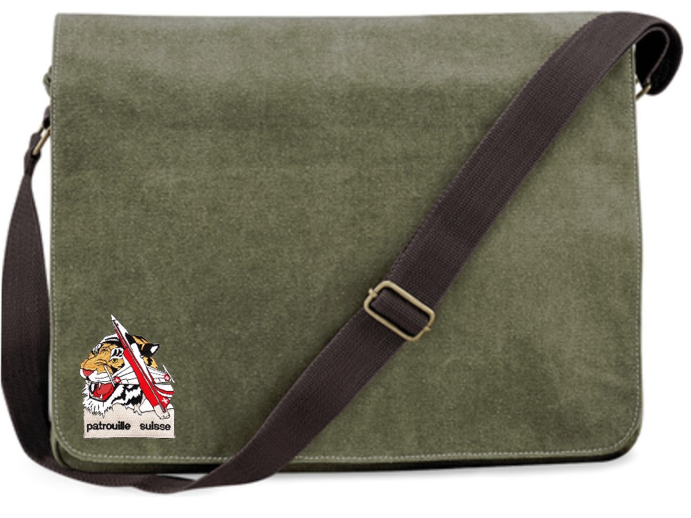 Bild von Canvas Vintage Military style Tasche mit einem gestickten Abzeichen