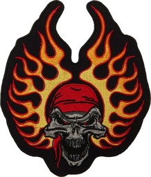 Immagine di Flaming Skull with Bandana Biker Patch 